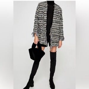 Zara Monochrome Fringe Blazer